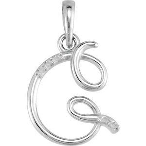 Ladies Natural Diamond Initial G Necklace (I2, G-H) — Sterling Silver