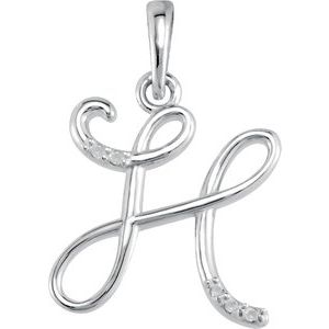 Ladies Natural Diamond Initial H Necklace (I2, G-H) — Sterling Silver