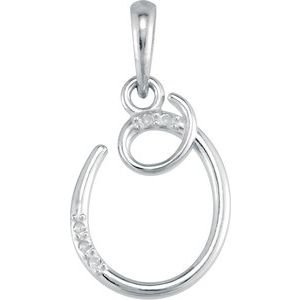 Ladies Natural Diamond Initial O Necklace (I1, G-H) — 14K White Gold