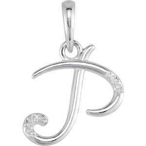 Ladies Natural Diamond Initial P Necklace (I1, G-H) — 14K White Gold