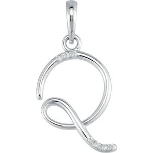 Ladies Natural Diamond Initial Q Necklace (I1, G-H) — 14K White Gold