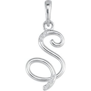 Ladies Natural Diamond Initial S Necklace (I1, G-H) — 14K White Gold