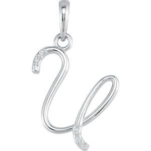 Ladies Natural Diamond Initial U Necklace (I1, G-H) — 14K White Gold