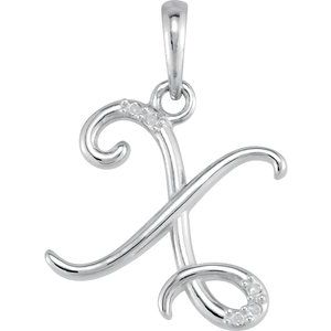 Ladies Natural Diamond Initial X Necklace (I1, G-H) — 14K White Gold