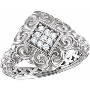 Ladies Natural Diamond Ring (I1, G-H) — 14K White Gold