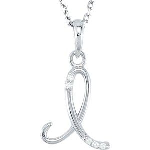 Ladies Natural Diamond Initial I Necklace (I2, G-H) — Sterling Silver