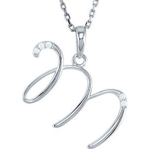 Ladies Natural Diamond Initial M Necklace (I1, G-H) — 14K White Gold