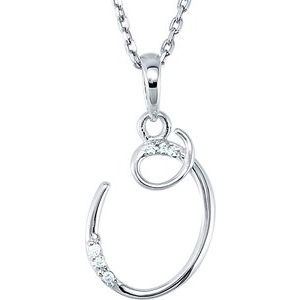 Ladies Natural Diamond Initial O Necklace (I2, G-H) — Sterling Silver