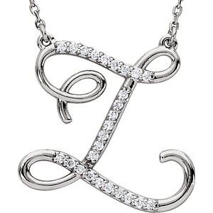 Ladies Natural Diamond Initial Z Necklace (I2, G-H) — Sterling Silver