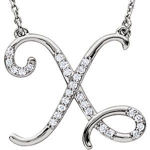 Ladies Natural Diamond Initial X Necklace (I2, G-H) — Sterling Silver