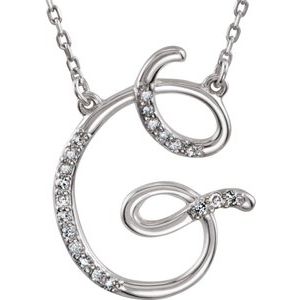 Ladies Natural Diamond Initial G Necklace (I2, G-H) — Sterling Silver