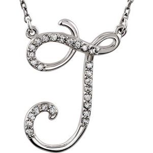 Ladies Natural Diamond Initial J Necklace (I2, G-H) — Sterling Silver
