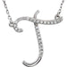 Ladies Natural Diamond Initial T Necklace (I2, G-H) — Sterling Silver