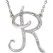 Ladies Natural Diamond Initial R Necklace (I1, G-H) — 14K White Gold