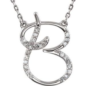Ladies Natural Diamond Initial B Necklace (I2, G-H) — Sterling Silver