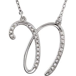 Ladies Natural Diamond Initial N Necklace (I2, G-H) — Sterling Silver