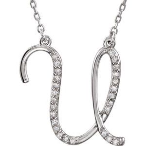 Ladies Natural Diamond Initial U Necklace (I2, G-H) — Sterling Silver