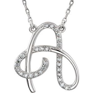 Ladies Natural Diamond Initial A Necklace (I2, G-H) — Sterling Silver
