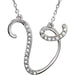 Ladies Natural Diamond Initial V Necklace (I2, G-H) — Sterling Silver
