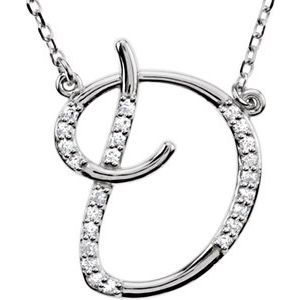 Ladies Natural Diamond Initial D Necklace (I2, G-H) — Sterling Silver