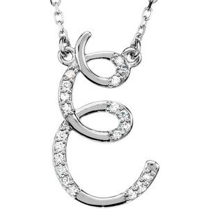 Ladies Natural Diamond Initial E Necklace (I2, G-H) — Sterling Silver