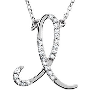 Ladies Natural Diamond Initial I Necklace (I2, G-H) — Sterling Silver