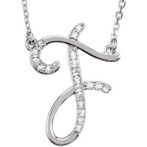 Ladies Natural Diamond Initial F Necklace (I2, G-H) — Sterling Silver