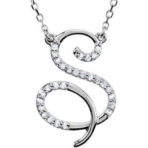 Ladies Natural Diamond Initial S Necklace (I2, G-H) — Sterling Silver