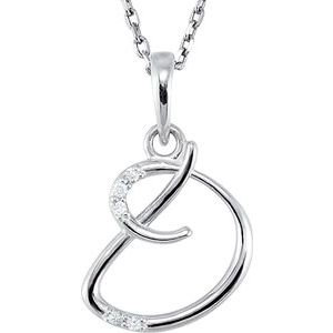Ladies Natural Diamond Initial D Necklace (I2, G-H) — Sterling Silver