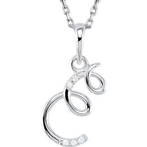 Ladies Natural Diamond Initial E Necklace (I1, G-H) — 14K White Gold