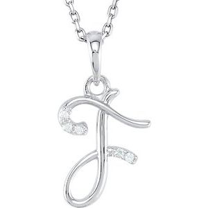 Ladies Natural Diamond Initial F Necklace (I1, G-H) — 14K White Gold