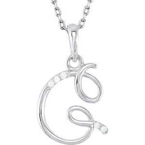 Ladies Natural Diamond Initial G Necklace (I1, G-H) — 14K White Gold