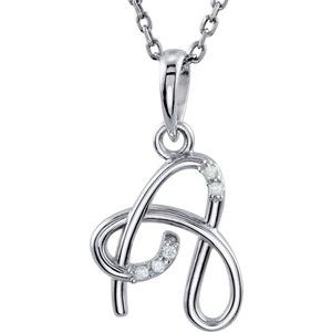 Ladies Natural Diamond Initial A Necklace (I1, G-H) — 14K White Gold