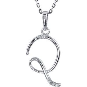 Ladies Natural Diamond Initial Q Necklace (I2, G-H) — Sterling Silver