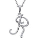 Ladies Natural Diamond Initial R Necklace (I2, G-H) — Sterling Silver