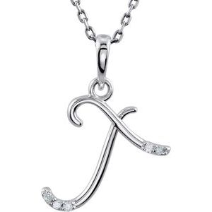 Ladies Natural Diamond Initial T Necklace (I1, G-H) — 14K White Gold