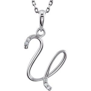Ladies Natural Diamond Initial U Necklace (I2, G-H) — Sterling Silver