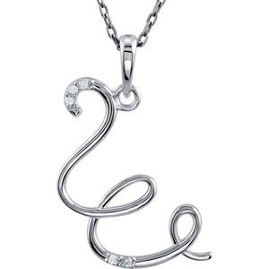 Ladies Natural Diamond Initial W Necklace (I1, G-H) — 14K White Gold