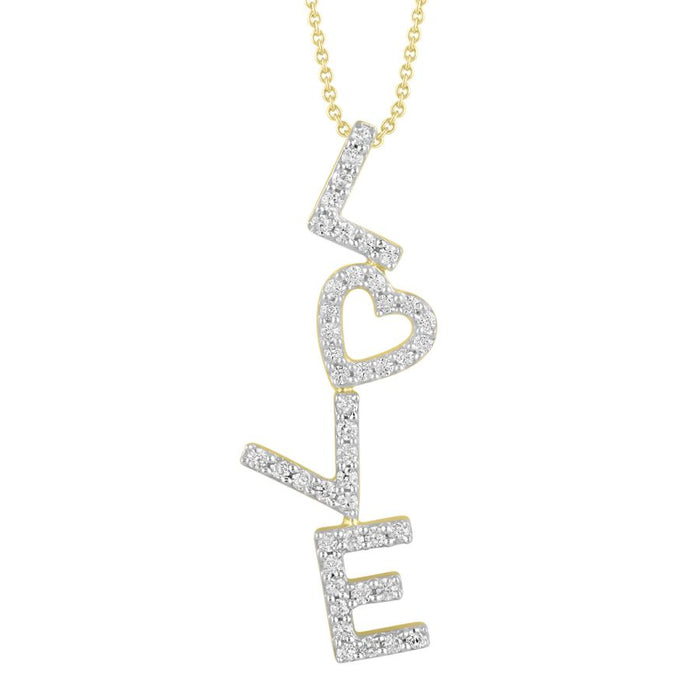 LADIES PENDANT WITH CHAIN 0.20CT ROUND DIAMOND 10K YELLOW GOLD