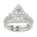 LADIES BRIDAL SET 1.50CT ROUND/BAGUETTE DIAMOND 14K WHITE GOLD (SI QUALITY) (CENTER STONE 0.50CT PEAR DIAMOND)