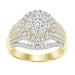 LADIES FASHION RING 1.00CT ROUND/BAGUETTE DIAMOND 10K YELLOW GOLD