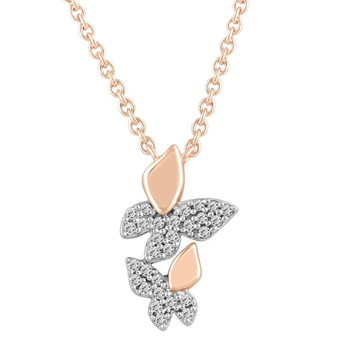 LADIES NECKLACE 0.15CT ROUND DIAMOND 10K WHITE/ROSE GOLD