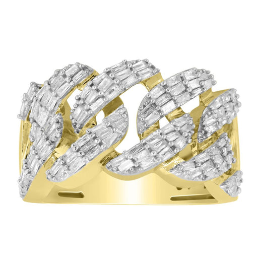 MEN'S RING 1.00CT BAGUETTE  DIAMOND 10K YELLOW GOLD