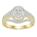 LADIES FASHION RING 0.50CT ROUND/BAGUETTE DIAMOND 10K YELLOW GOLD