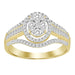 LADIES FASHION RING 0.50CT ROUND/BAGUETTE DIAMOND 10K YELLOW GOLD