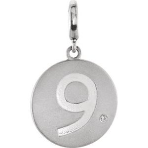 Ladies Natural Diamond Numeral 9 Charm/Pendant (I2, G-H) — Sterling Silver