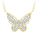 LADIES NECKLACE 0.25CT ROUND/BAGUETTE DIAMOND 10K YELLOW GOLD