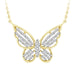 LADIES NECKLACE 0.25CT ROUND/BAGUETTE DIAMOND 10K YELLOW GOLD