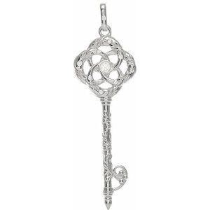 Ladies Natural Diamond Vine Key Pendant (I2, G-H) — Sterling Silver