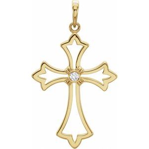 Ladies Natural Diamond Cross Pendant (I1, G-H) — 14K Yellow Gold